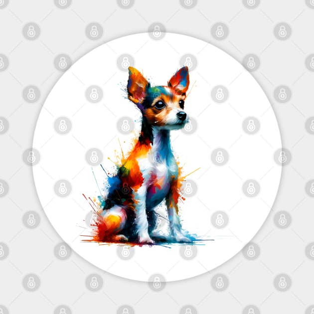 Vibrant Toy Fox Terrier in Splash Art Style Magnet by ArtRUs